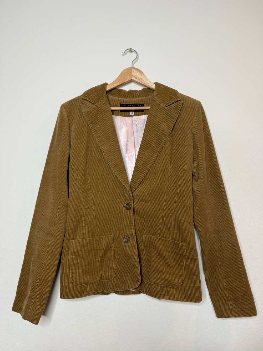 Vintage Made in USA Juicy Couture Rory Lorelei Gilmore Corduroy Blazer tan small